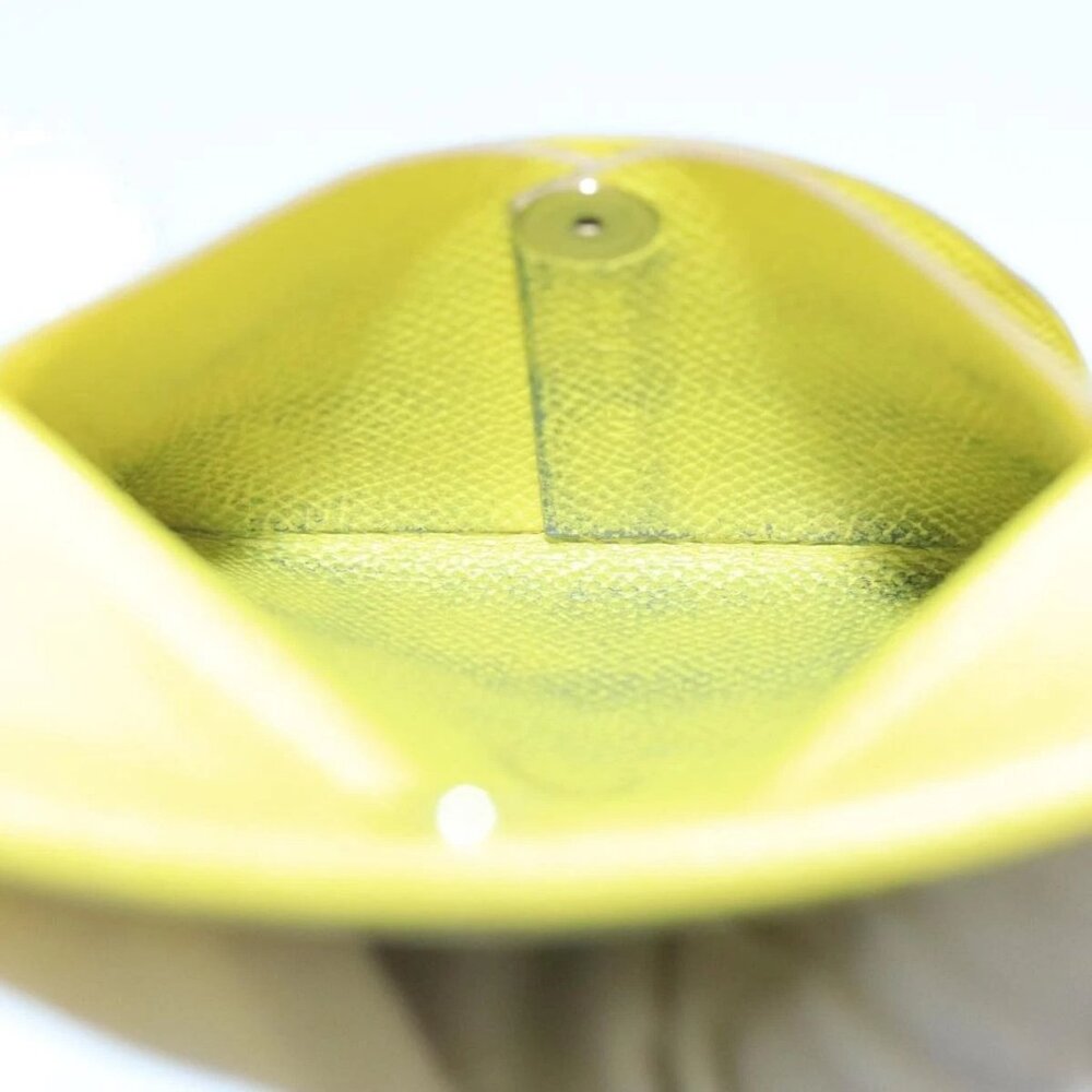 HERMES Bastia Coin Purse Leather Yellow Silver Auth ar12907 - Picture 10 of 16